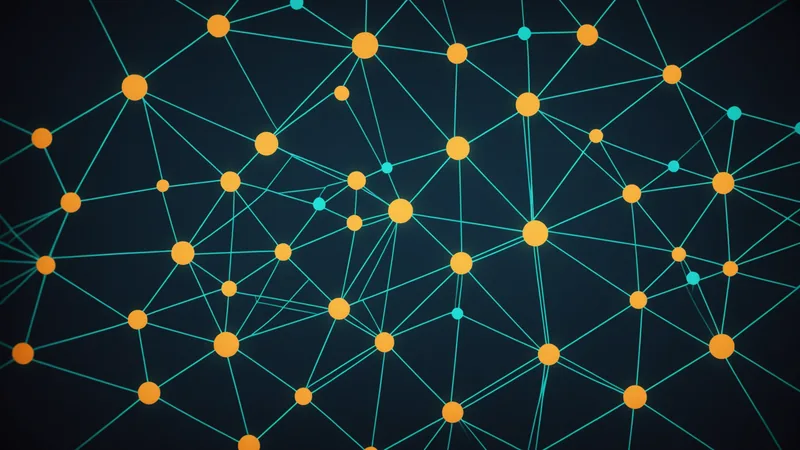 Knowledge graph nodes connected by dependency lines representing enterprise team structure